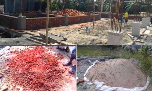 নিন্ম মানের উপকরন ব্যবহারের অভিযোগে মনপুরায় স্বাস্থ্য  কেন্দ্রের কাজ বন্ধ করে দিয়েছে এলাকাবাসী