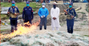 তজুমদ্দিনে কোষ্টগার্ডের ৪০ হাজার মিটার জাল আটক