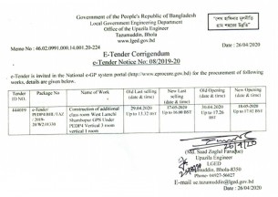 তজুমদ্দিন এলজিইডি বিভাগের টেন্ডার বিজ্ঞপ্তি .....