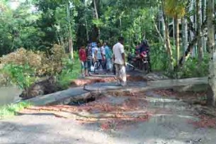 ভোলায় অস্বাভাবিক জোয়ারে গ্রামীণ সড়কের ব্যাপক ক্ষতি