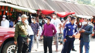 ভোলায় মাস্ক না থাকায় দুই শতাধিক মানুষের জেল-জরিমানা