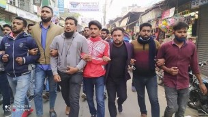 বঙ্গবন্ধুর ভাস্কর্য ভাংচুরের প্রতিবাদে ভোলায় ছাত্রলীগের বিক্ষোভ