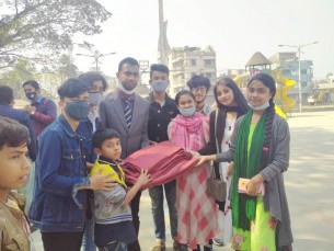 ভোলায় এনসিটিএফ এর উদ্যোগে শিশুদের মাঝে কম্বল বিতরণ