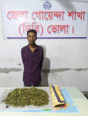 বোরহানউদ্দিনে ১ কেজি গাঁজা সহ মাদক ব্যবসায়ী গ্রেফতার