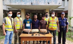 ভোলায় ৬ কেজি গাঁজাসহ তিন মাদক  ব্যবসায়ী আটক