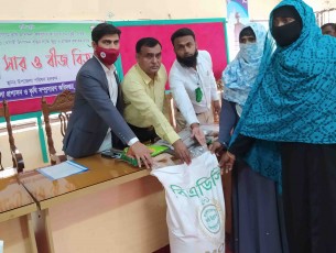 দৌলতখানে কৃষকদের মাঝে বিনামূল্যে সার ও বীজ বিতরণ