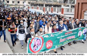 বোরহানউদ্দিনে আওয়ামী লীগের বিশাল বিজয় শোভাযাত্রা