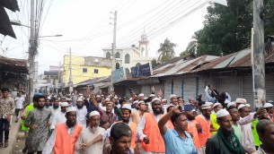 ভারতে মহানবী (স.)কে কটূক্তির  প্রতিবাদে ভোলায় বিশাল বিক্ষোভ মিছিল