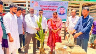 লালমোহনে প্রান্তিক কৃষকের মাঝে  বীজ সার ও নারকেল চারা বিতরণ