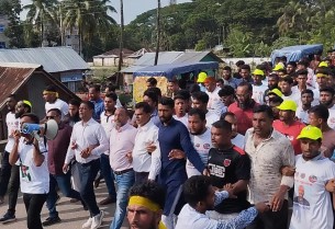 ভোলায় রবিন চৌধুরীর নেতৃত্বে বিশাল শুভেচ্ছা মিছিল