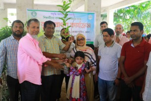 বোরহানউদ্দিনে শিক্ষার্থীদের মাঝে গাছের চারা বিতরণ
