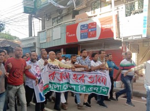 ভোলায় হরতাল সমর্থনে  বিএনপির বিক্ষোভ মিছিল