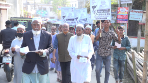 ভোলায় মশাল মার্কায় ভোট চাইলেন জাসদের প্রার্থী সিদ্দিকুর রহমান