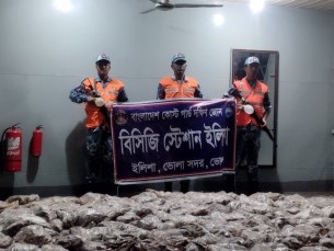 ভোলায় কোস্টগার্ডের অভিযানে ১৪’শ  কেজি মাছ জব্দ