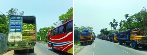 ইলিশা ফেরিঘাটে পণ্যবাহী গাড়ির দীর্ঘ লাইন