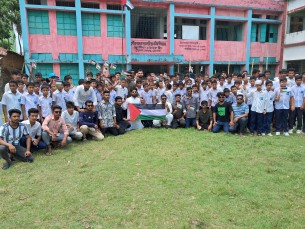 ফিলিস্তিনে গণহত্যা প্রতিবাদে ভোলায় ছাত্রলীগের পতাকা উত্তোলনও পদযাত্রা কর্মসূচি