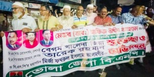 মেজর (অব.) হাফিজ উদ্দিন আহমেদকে   বিএনপির স্থায়ী কমিটির সদস্য করায়   ভোলা জেলা বিএনপির আনন্দ মিছিল