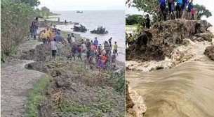 বৃষ্টি-জোয়ারে প্লাবিত উপকূলের নিম্নাঞ্চল, ভাঙছে বাঁধ