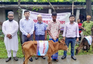 লালমোহনে ১৬ জেলে পেলেন বকনা বাছুর