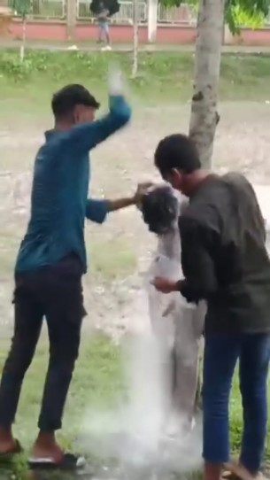 ভোলায় এক শিক্ষার্থীকে গাছের সাথে বেঁধে সাদা গুরি ও মাটি দিয়ে মাখিয়ে জন্ম দিন পালন