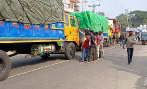 ভোলা-বরিশাল সেতুর দাবিতে দূরপাল্লার পণ্যবাহী পরিবহন আটকে দিল ছাত্রজনতা
