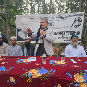 ভোলার ভেদুরিয়ায় হাতপাখার প্রার্থীর উঠান বৈঠক