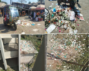 লালমোহন পৌরসভার প্রধান সড়কগুলো যেন ময়লার ভাগাড় ।।  দুর্গন্ধ ও দুর্ভোগে ব্যবসায়ী এবং পথচারীরা