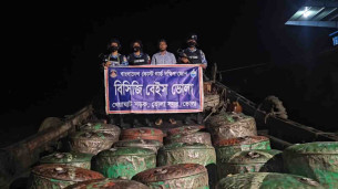 দৌলতখানের মেঘনায় কোষ্টগার্ডের অভিযানে বিপুল পরিমান অবৈধ জ্বালানি তেল জব্দ