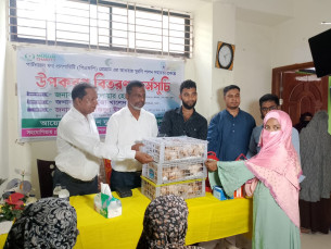 ভোলায় দরিদ্র পরিবারের স্বাবলম্বিতায় মুরগি পালন সহায়তা উপকরণ বিতরণ