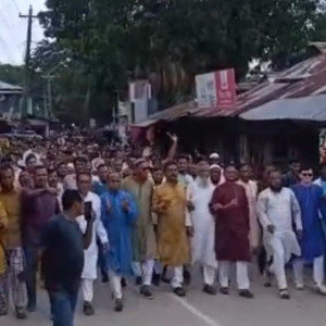 জাতীয় সংসদের স্পিকার ভারপ্রাপ্ত রাষ্ট্রপতি হওয়ায় ভোলার তজুমদ্দিনে বিএনপির আনন্দ মিছিল