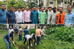 মনপুরায় উপজেলা স্বাস্থ্য কমপ্লেক্স পরিস্কার করলেন যুবদলের নেতাকর্মী