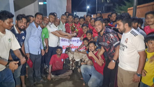 ভোলায় হেলিপ্যাড ক্লাব মিনি ফুটবল টুর্নামেন্টের ফাইনালে চ্যাম্পিয়ন আলগী স্পোর্টিং ক্লাব
